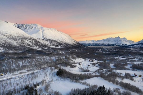 Norvège enneigée vue du ciel