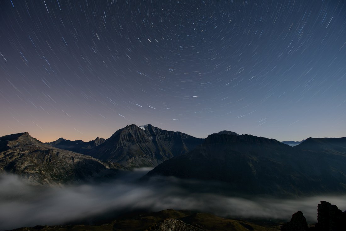 Vanoise sous les étoiles depuis la Pointe de Lanserlia