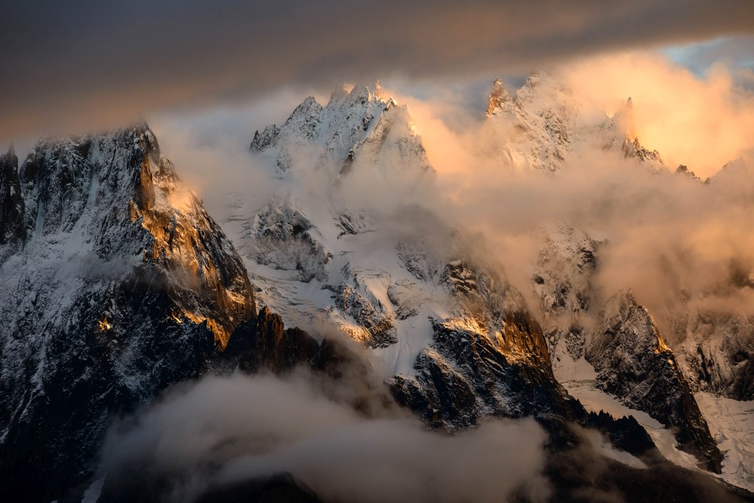 Mont blanc au coucher de soleil