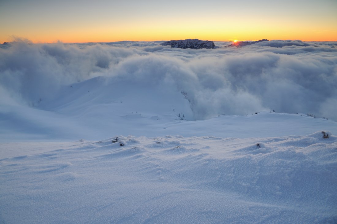 Coucher de soleil hivernal au Charmant Som en Chartreuse