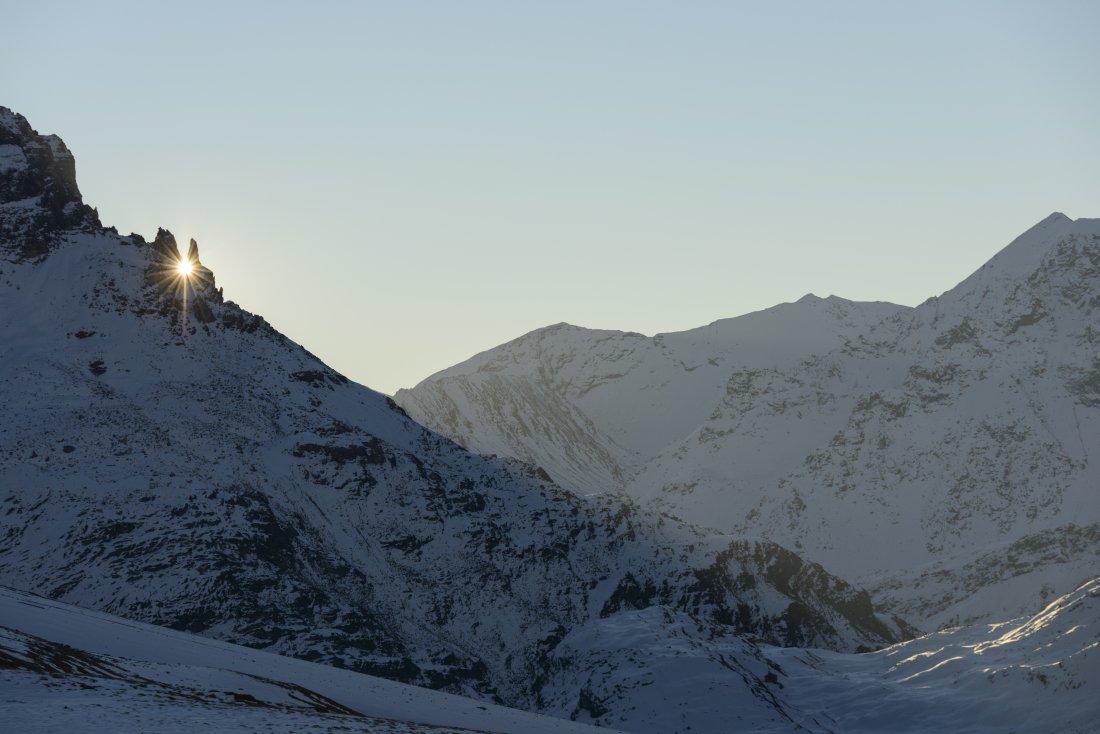 Lever de soleil en Vanoise avec de la neige