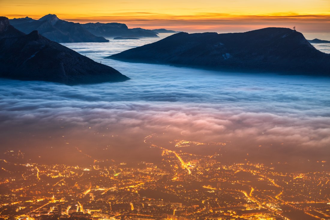 Mer de nuages à Chambéry depuis la Croix du Nivolet