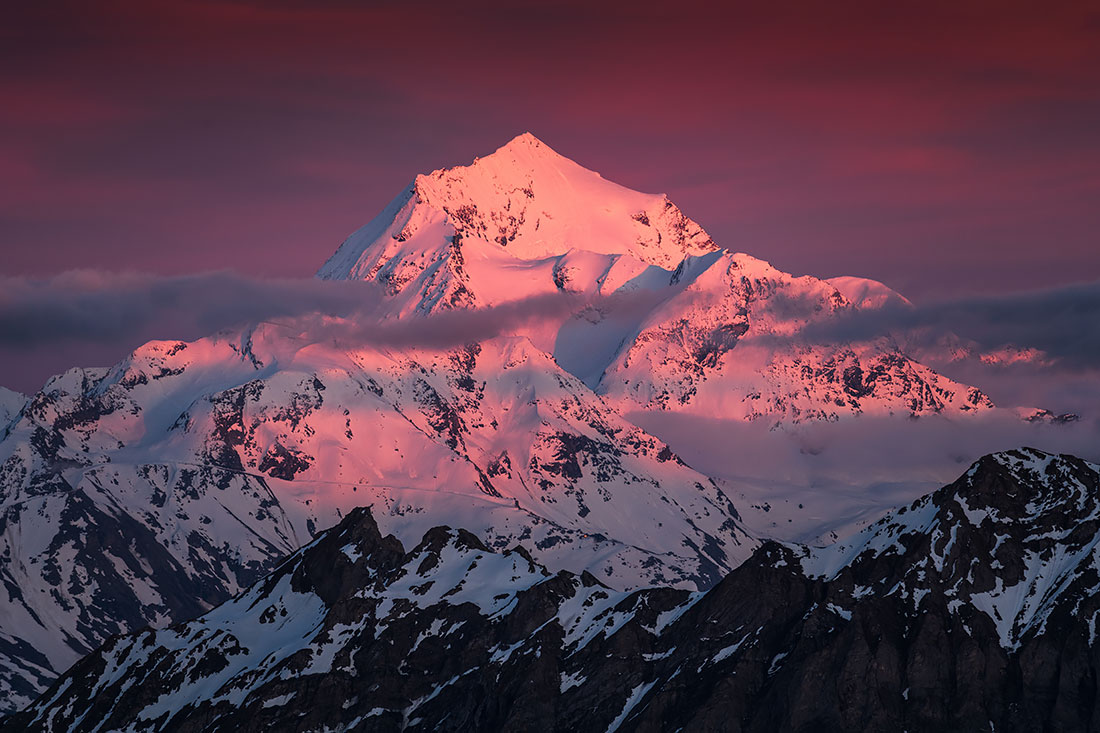 Coucher de soleil sur le Mont Pourri